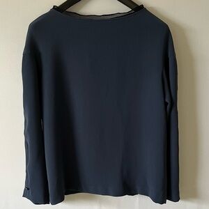 Snider, NY USA, designer Staci Snider woman’s top, L,long sleeved draw, blue